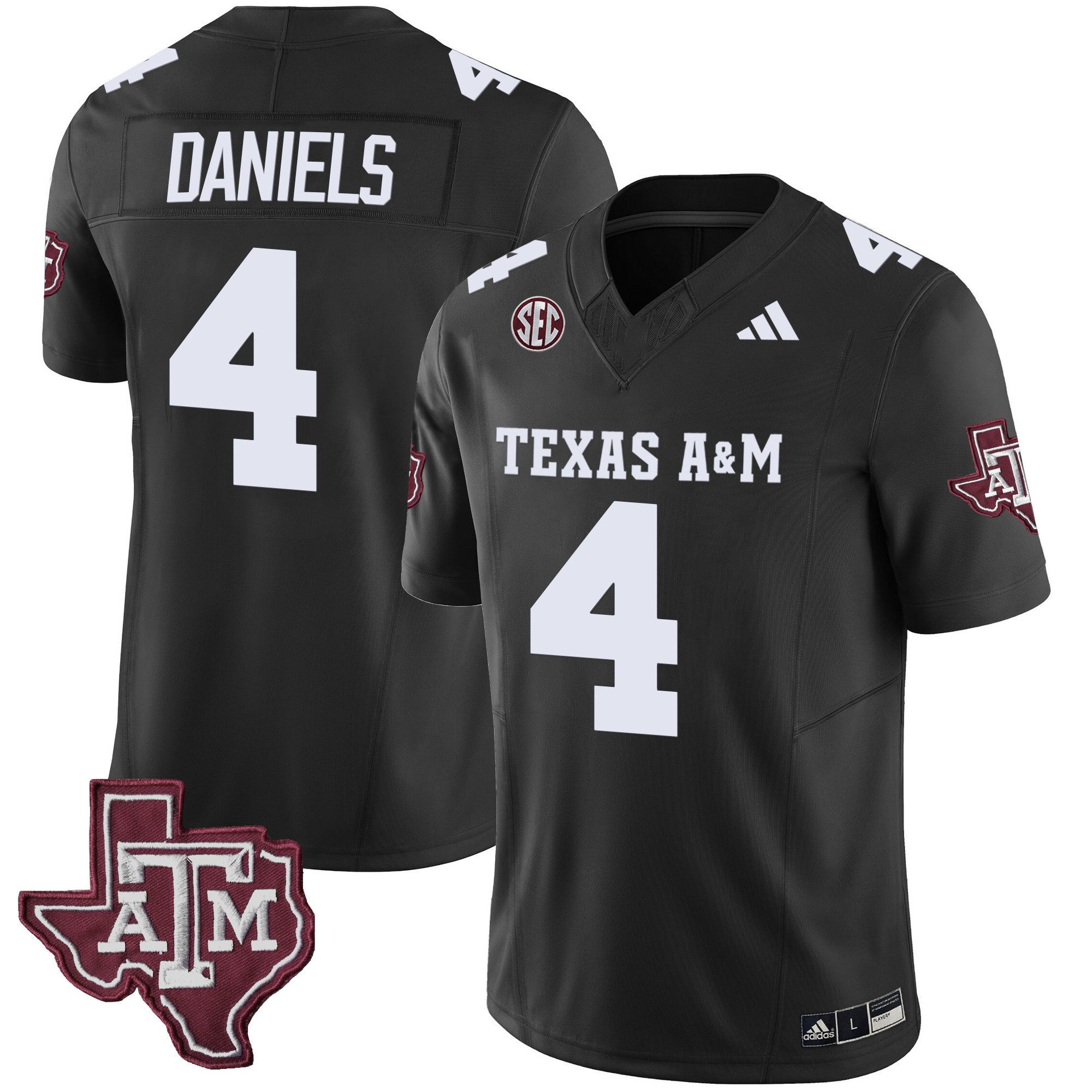 Men Texas A&M Aggies #4 Daniels Black 2024 Vapor Limited NCAA Jersey style 1